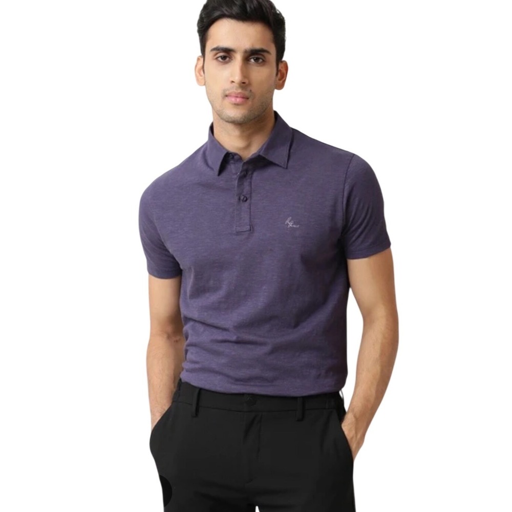 Rare Rabbit Trent Purple Slub Cotton‎ Polo Shirt Mens Large Short Sleeve Logo